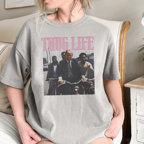 Trump Riding Bicycle Thug Life Shirt, Cool Unisex shirt, Donald Trump 2024 Unisex shirt, Trump Supporter Shirt (Copy)