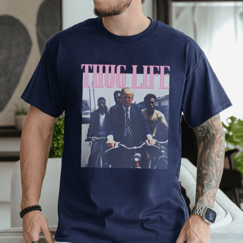 Trump Riding Bicycle Thug Life Shirt, Cool Unisex shirt, Donald Trump 2024 Unisex shirt, Trump Supporter Shirt (Copy)