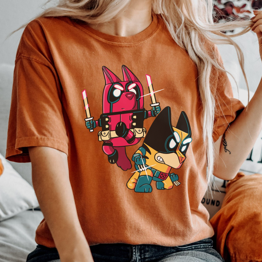 Bluey Deadpool Shirt, Bluey Marvel Halloween 2024 shirt