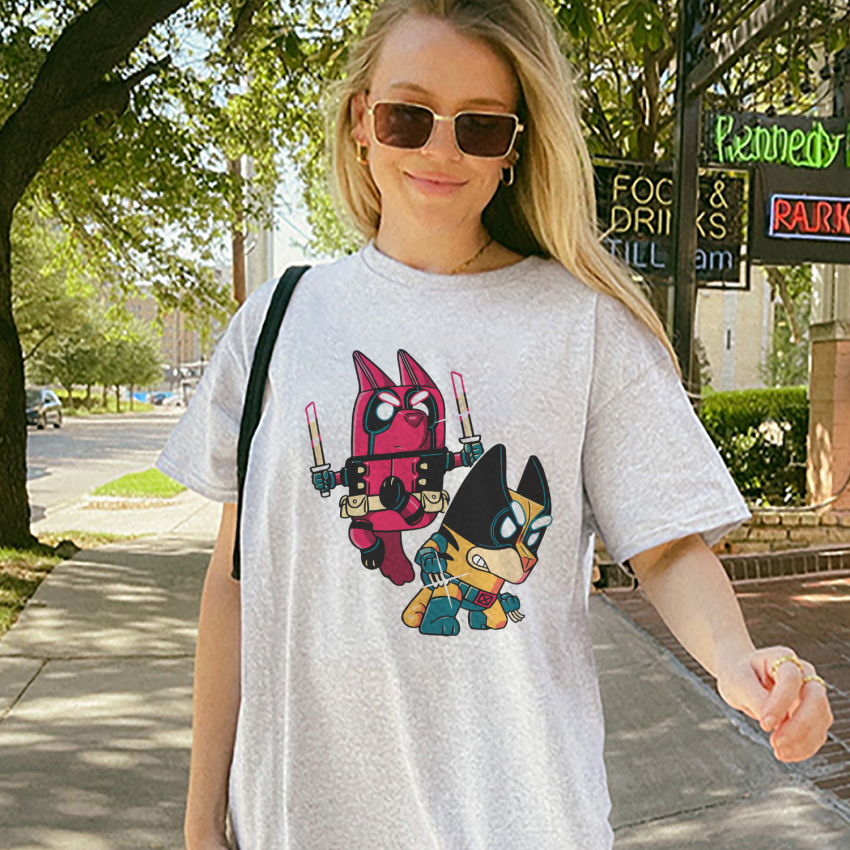 Bluey Deadpool Shirt, Bluey Marvel Halloween 2024 shirt