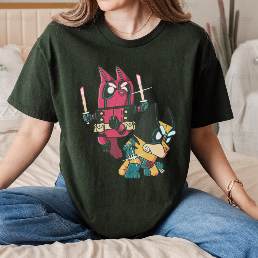 Bluey Deadpool Shirt, Bluey Marvel Halloween 2024 shirt