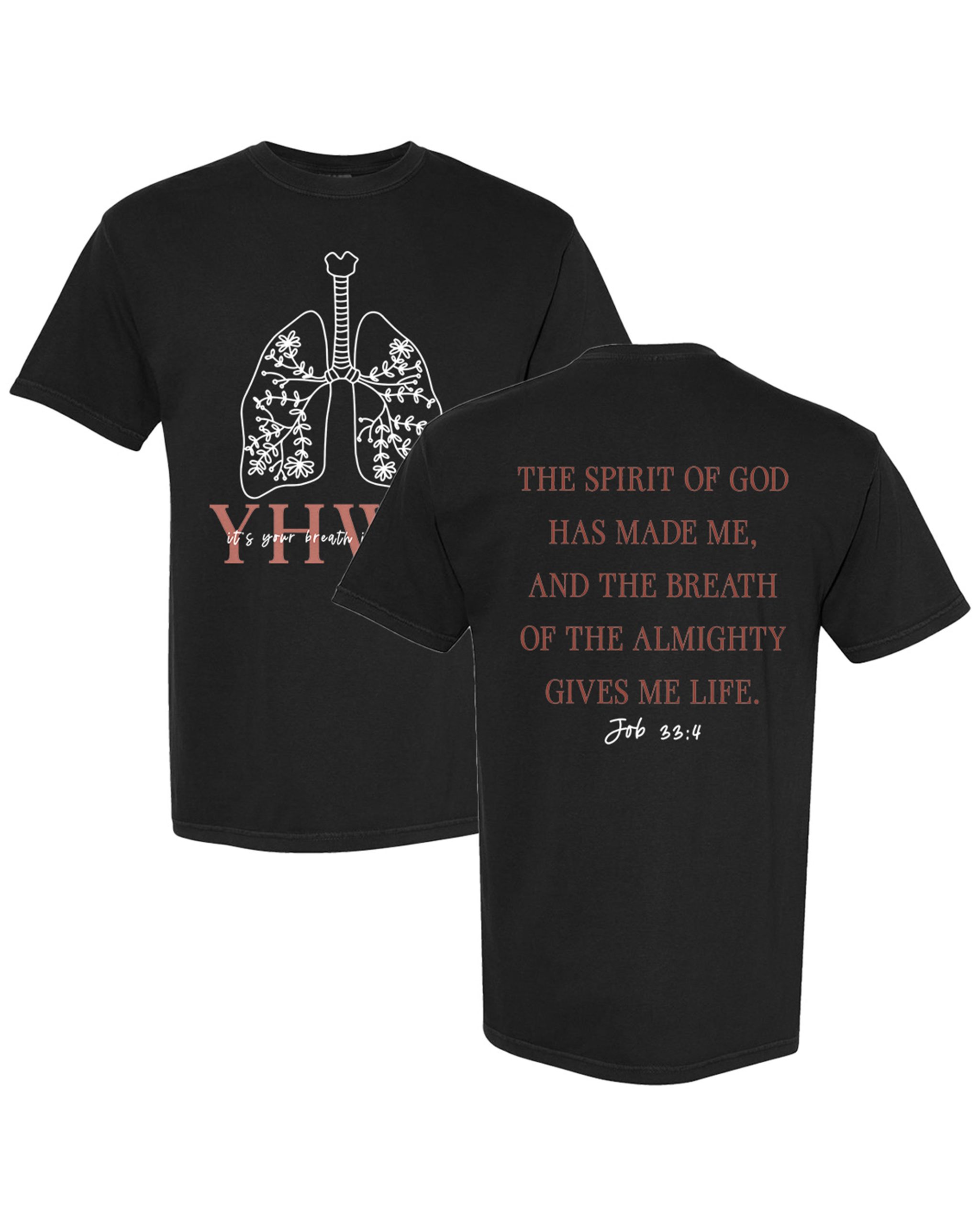 YHWH Lungs Christian T-Shirt – Comfort Colors® | Yahweh Front & Back Print | Every Breath Speaks His Name
